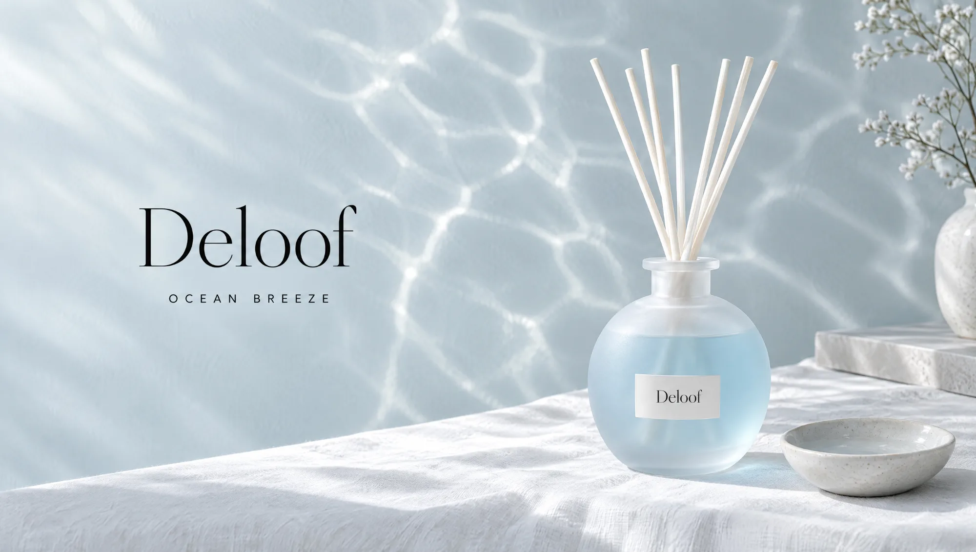 Deloof Ocean Breeze reed diffuser in frosted glass